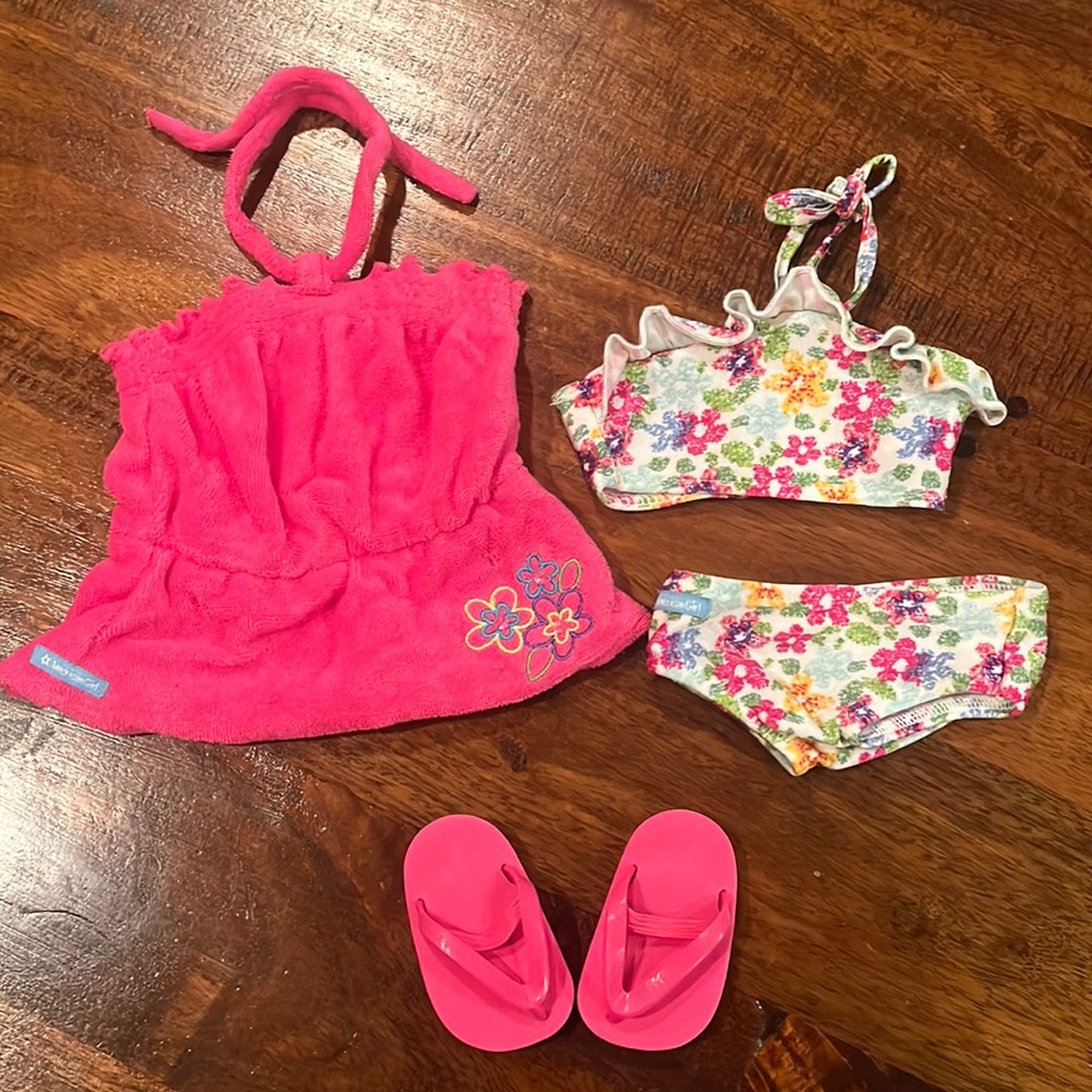 American Girl Doll - 5 piece Outfit - Bikini, Cover Up & Sandals